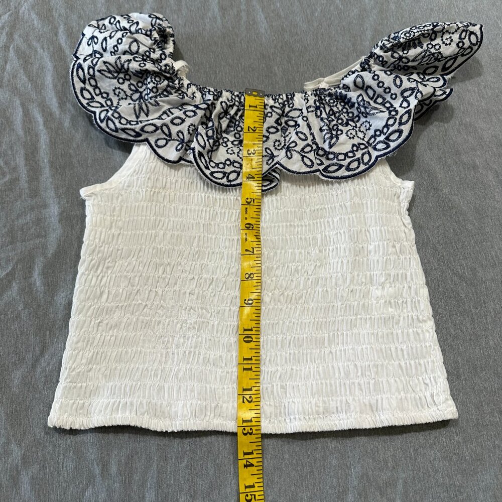 Embroidered Off Shoulder/Adjustable Strap Ruched Halter Top - Picture 10 of 14